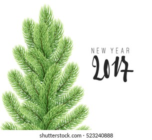 Merry Christmas and happy new year. Christmas background with fir branches. Greeting card and banner. Vector illustration