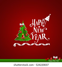 Merry Christmas and Happy new year Greeting Card, vector illustration.