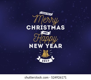 Merry Christmas and Happy New Year text design. Vector logo, typography. Usable as banner, greeting card, gift package etc.
