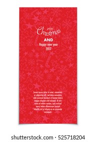 Merry Christmas and a happy new year wishes card on festive season pattern - vector illustration eps 10.