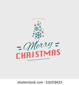 Merry Christmas and Happy New Year typographic greeting card, vector illustrator