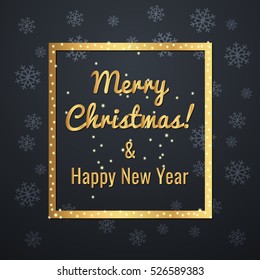Merry Christmas & Happy New Year Luxury Style Vector Illustration. Greeting Card Design