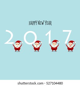 Merry Christmas and Happy new year 2017 Greeting Card with Santa Claus, vector illustration.