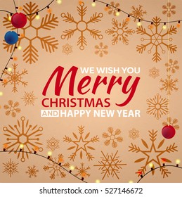 Merry Christmas and Happy New Year. Old vintage paper. Vintage Christmas Background, Vector illustration