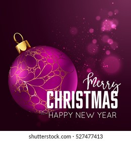 Merry Christmas and happy new year design template card. Vector holiday illustration.
