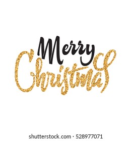 Merry christmas and happy new year 2017 Calligraphy gold paint, similar to the foil . Handmade vector  for your design