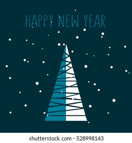 Merry Christmas and Happy New Year greeting card. Vector illustration.