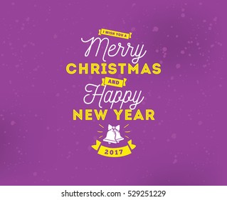 Merry Christmas and Happy New Year text design. Vector logo, typography. Usable as banner, greeting card, gift package etc.