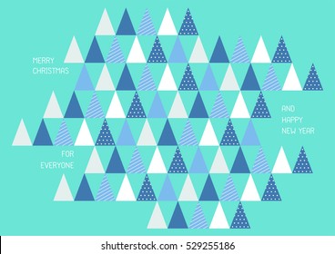 Merry christmas and Happy new year with triangle pattern. Vector illustration