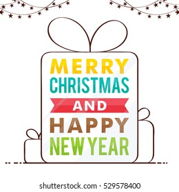 Merry Christmas and Happy New Year Poster or Banner Design. 