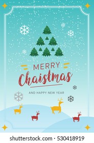 Merry Christmas and Happy New Year greeting card typography flyer template with lettering. Poster, card, label, banner design set. Vector illustration