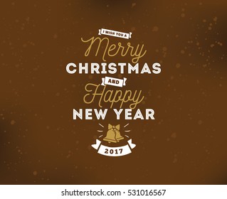 Merry Christmas and Happy New Year text design. Vector logo, typography. Usable as banner, greeting card, gift package etc.