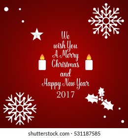 Merry Christmas and Happy new year 2017 Greeting Card, vector illustration.