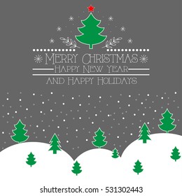 Merry Christmas and Happy New Year. Lettering. Vector