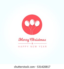 Merry Christmas & Happy New Year Balloons Icon