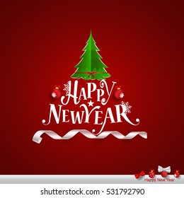 Merry Christmas and Happy new year Greeting Card, vector illustration.