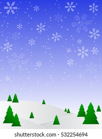 Merry Christmas and Happy New Year background with winter landscape.