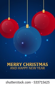 Merry Christmas and Happy New Year. Snowflakes. Christmas decorations. Vector illustration