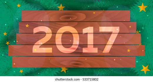 Merry Christmas and Happy New Year. 2017. Snowflakes. Vector illustration