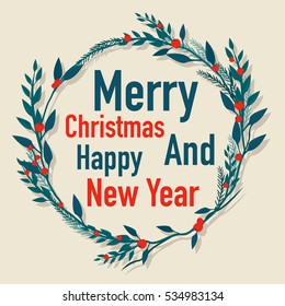 Merry Christmas and Happy New Year postcard.
