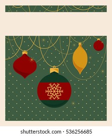 Merry Christmas and Happy New Year Card Templates. For Greeting, Congratulations, Invitations. Colorful Posters Set in Retro Style. Place for your text.