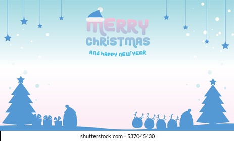 Merry Christmas and Happy new year Template in blue theme vector