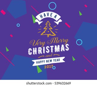 Merry Christmas and Happy New Year text design. Vector logo, typography. Usable as banner, greeting card, gift package etc. 