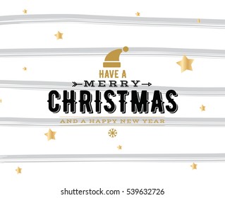 Merry Christmas and Happy New Year text design. Vector logo, typography. Usable as banner, greeting card, gift package etc. 