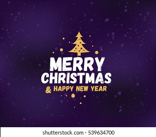 Merry Christmas and Happy New Year text design. Vector logo, typography. Usable as banner, greeting card, gift package etc. 