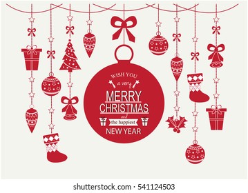 Merry Christmas and Happy New Year greeting card or background. vector illustration. 