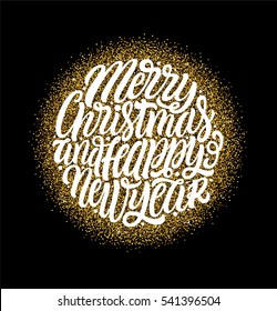 Merry Christmas and Happy New Year.
Custom typography design for Prints, Posters, Greeting Cards. Vector.