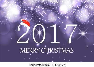 Merry Christmas and Happy New Year 2017 greeting card, vector illustration