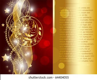 Merry Christmas and Happy New Year vector for xmas design with snowflakes and floral ball