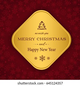 Merry Christmas and Happy New Year background in red and gold color