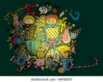 Merry Christmas & Happy New Year Funny Colorful Cartoon Card