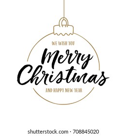 Merry Christmas and Happy New Year lettering template. Lettering greeting card or invitation. Winter holidays related typographic quote. Vector vintage illustration.