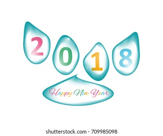 Merry Christmas and Happy New Year 2018, a holiday background with drops of water. Vector. Christmas card. Vector