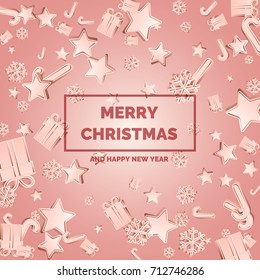 Merry Christmas and Happy New Year. Poster for layout and template. Vector illustration