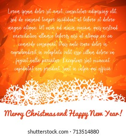 Merry Christmas and Happy New Year Template. Background with space for text. Vector illustration.