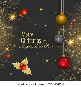Merry Christmas and Happy New Year 2018 greeting card, vector eps 10 illustration