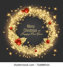 Merry Christmas and Happy New Year 2018 greeting card, vector eps 10 illustration