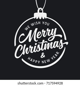 Merry Christmas and Happy New Year lettering template. Lettering greeting card or invitation. Winter holidays related typographic quote. Vector vintage illustration.