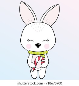 Merry Christmas and Happy New Year. Children's illustration with a bunny. Best Choice for cards, invitations, printing, party packs, paper craft, party invitations, digital scrapbooking.