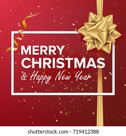 Merry Christmas And Happy New Year Text Vector. Christmas Greeting Card. Modern New Year Poster, Flyer Template Design. Festival Holiday Illustration
