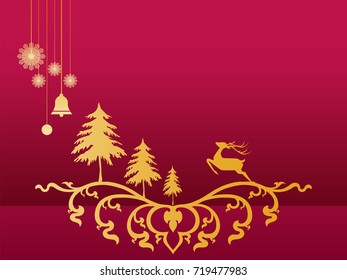 Merry christmas and happy new year xmas vector tree and deer design for holiday decoration card illustration
