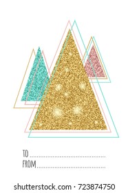 Merry Christmas and Happy New Year poster with xmas tree. Vector illustration with decorative elements  for design Greeting, Congratulations, Invitations, Stickers, Planners on white background.