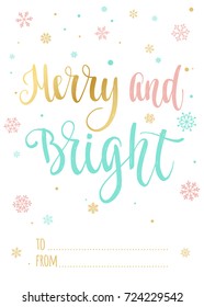 Merry Christmas and Happy New Year poster with lettering. Winter holidays handwritten calligraphy quote. For design Greeting, Congratulations, Invitations, Stickers, Planners on white background.