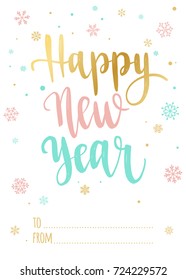 Merry Christmas and Happy New Year poster with lettering. Winter holidays handwritten calligraphy quote. For design Greeting, Congratulations, Invitations, Stickers, Planners on white background.