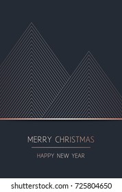 Merry Christmas and Happy New Year. Vector modern template card. Abstract geometric rose gold pattern