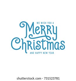 Merry Christmas and Happy New Year lettering template. Lettering greeting card or invitation. Winter holidays related typographic quote. Vector vintage illustration.